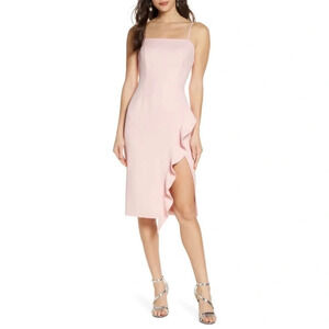 Bardot Baby Pink Carmelle Ruffle Slit Cocktail Dress Size 6/S